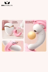 SMT495 - Máy rung hút 2 đầu silicon hình con thỏ sạc điện dài 14cm