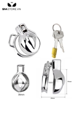 SMT2649 - Khóa dương vật hình âm đạo giả inox có 4 size