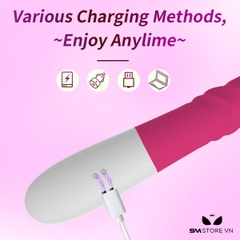 SMT2351 - Dương vật giả rung xoay thụt tai thỏ có hạt dài 23.5cm