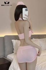 SMS658 - Bộ ngủ nữ tiếp viên cosplay ôm body xẻ tà gợi cảm sexy