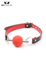 SMT1587 - Ball gag silicon có dây giả da PU điều chỉnh dài 62cm