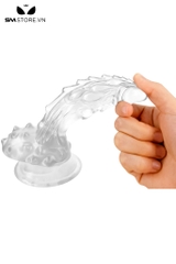 SMT2669 - Dương vật giả silicon mềm trong suốt có gai ở bìu dài 24cm