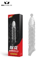SMT493 - Bao cao su đôn dên silicon rung phần đầu khấc dài 22cm