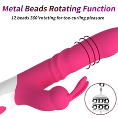 SMT2351 - Dương vật giả rung xoay thụt tai thỏ có hạt dài 23.5cm