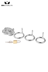 SMT863 - Khóa dương vật thép không gỉ dạng lồng 7 vòng