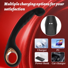 SMT2837 - Máy rung đầu dương vật silicon với thanh cong có 9 chế độ