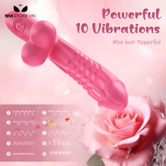 SMT1841 - Dương vật giả cầm tay có bìu và 10 chế độ rung dài 11cm