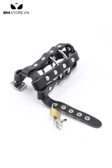 SMT2457 - Khóa dương vật giả da PU đính đinh tán dài 12cm