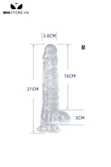 SMT487 - Dương vật giả silicon trắng trong suốt 7 size có độ bám dính