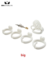 SMT2680 - Khóa dương vật tổ ong nhựa có 4 vòng đeo kèm thanh móc