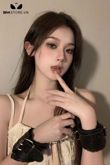 SMT1019 - Còng tay tình yêu da PU và xích kim loại có bông bên trong