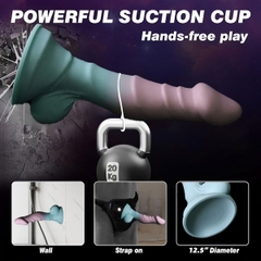 SMT2386 - Dương vật giả silicon xanh hồng có bìu và 3 kích cỡ