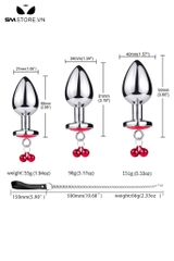 SMT1362 - Phích cắm hậu môn inox có đế hình trái tim mix 2 chuông