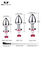 SMT1361 - Butt plug hậu môn bằng inox gắn ngọc mix chuông có 3 size