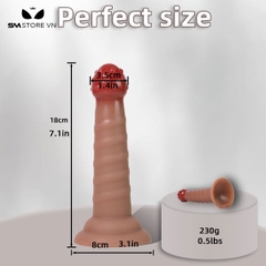 SMT2389 - Dương vật giả silicon mềm đầu có bi và gắn tường dài 18cm