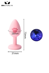 SMT1182 - Butt plug hậu môn silicon chân mèo dài 73mm gắn hạt ngọc