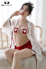 SMS697 - Set đồ ngủ với áo choàng kimono có bikini 2 mảnh gợi cảm