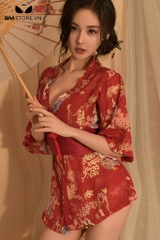 SMS692 - Set đồ ngủ áo choàng kimono và quần lót lọt khe sexy