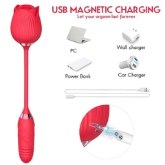 SMT476 - Máy rung hít 2 đầu có 10 chế độ hình bông hoa hồng dài 306mm