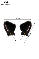 SMT501 - Set đen 5 món gồm: bờm tai mèo, vòng cổ, kẹp ti, đuôi cáo, ball gag