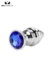 SMT2622 - butt plug inox cắm hậu môn xoắn ốc đính ngọc có 3 size