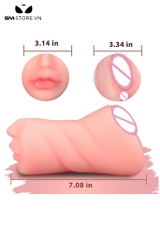 SMT2566 - Miệng mix kèm âm đạo giả silicon 2 đầu dài 19cm