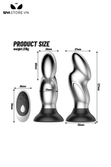 SMT1261 - Butt plug hậu môn inox có 10 tần số rung dài 137mm