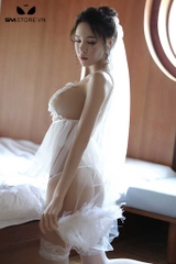 SMS520 - Váy ngủ trong suốt cosplay cô dâu phối ren hoa gợi cảm
