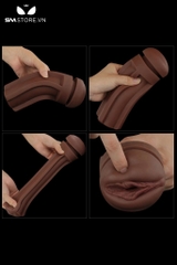 SMT1424 - Cốc thủ dâm âm đạo nâu chất liệu silicon dẻo dài 19.8cm