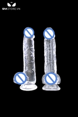 SMT404 - Dương vật giả trong suốt mini silicon mềm có bìu dài 15cm