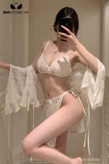 SMS702 - Combo kimono với áo choàng và đồ lót 2 mảnh buộc dây