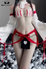 SMS701 - Váy ngủ kimono với áo ngực chân váy hở trước buộc dây sexy