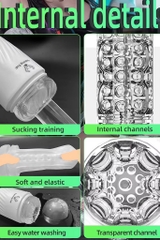 SMT1630 - Cốc thủ dâm silicon trong suốt mềm dài 18cm có thể tháo rời