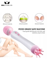 SMT467 - Chày rung đầu lưỡi vương miện silicon dài 17cm màu trắng