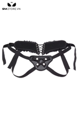 SMT1615 - Dây đai đeo dương vật có dây buộc phối viền ren hoa