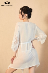 SMS024 - Áo choàng ngủ nữ mỏng xuyên thấu thắt nơ eo sexy gợi cảm