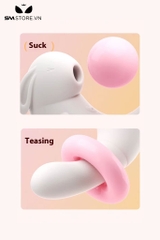 SMT495 - Máy rung hút 2 đầu silicon hình con thỏ sạc điện dài 14cm