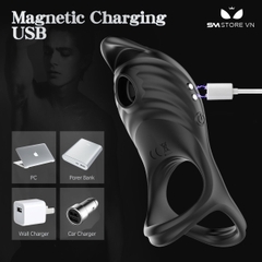 SMT2717 - Vòng đeo dương vật rung hút có 5 chế độ sạc điện