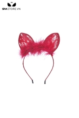 SMP032 - bờm tóc tai thỏ gọng kim loại họa tiết ren hoa quyến rũ