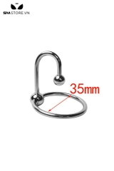 SMT565 - Vòng đeo dương vật inox có móc 2 bi kích thích niệu đạo