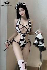 SMS108 - Váy ngủ cosplay bò sữa quyến rũ với váy siêu ngắn gợi cảm