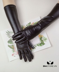 SMP043 - găng tay da cosplay thiết kế trơn dáng dài