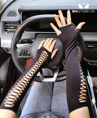SMP045 - găng tay cosplay thiết kế dây đan chéo và hở ngón