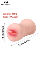 SMT2564 - Âm đạo giả cầm tay mix miệng giả họa tiết trái tim