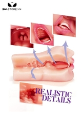 SMT480 - Âm đạo giả mix miệng có răng chất liệu silicon dài 17cm