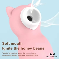 SMT509 - Trứng rung 2 đầu hút điểm G hình con gấu silicon màu hồng