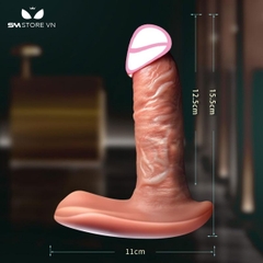 SMT1625 - Dương vật giả silicon gân nổi chế độ sưởi ấm điểu khiển xa