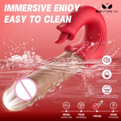 SMT2178 - Dương vật giả 2 đầu rung thịt có lưỡi liếm dài 20.6cm