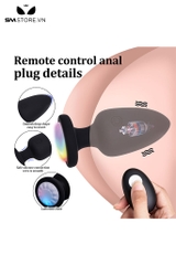SMT974 - Butt plug phích cắm hình thoi làm bằng silicon có điều khiển