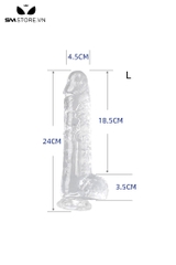 SMT487 - Dương vật giả silicon trắng trong suốt 7 size có độ bám dính